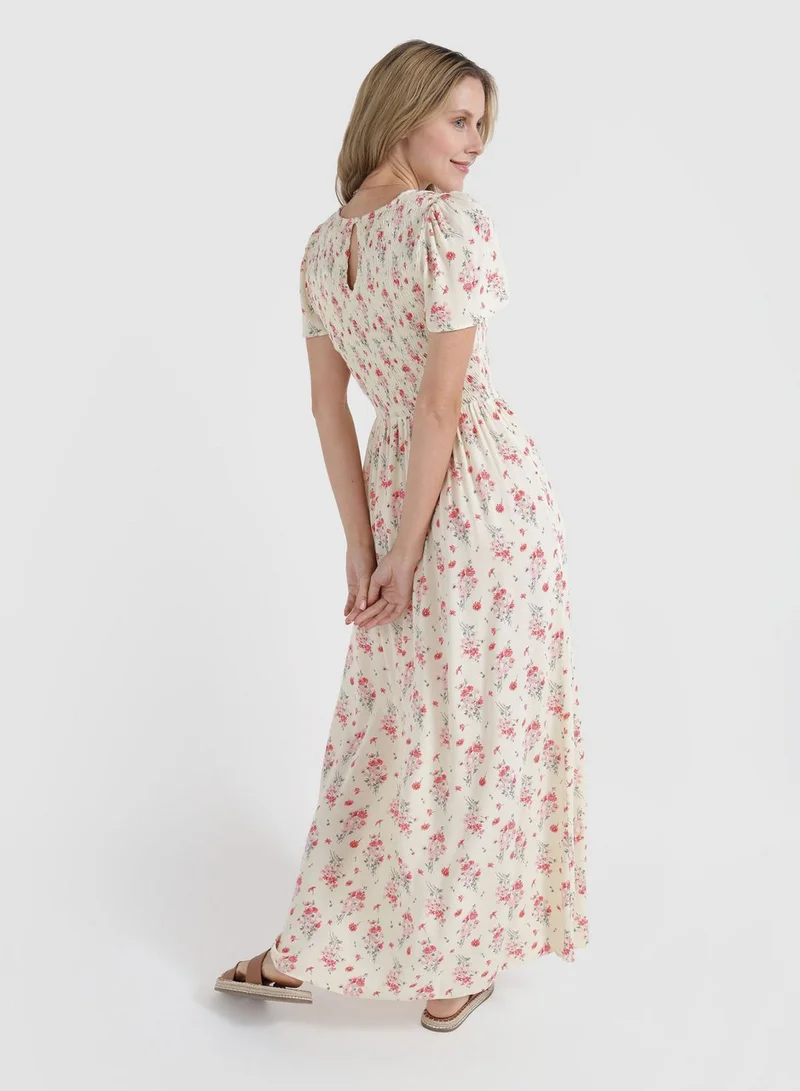 Aerie Floral Smocked Maxi Dress