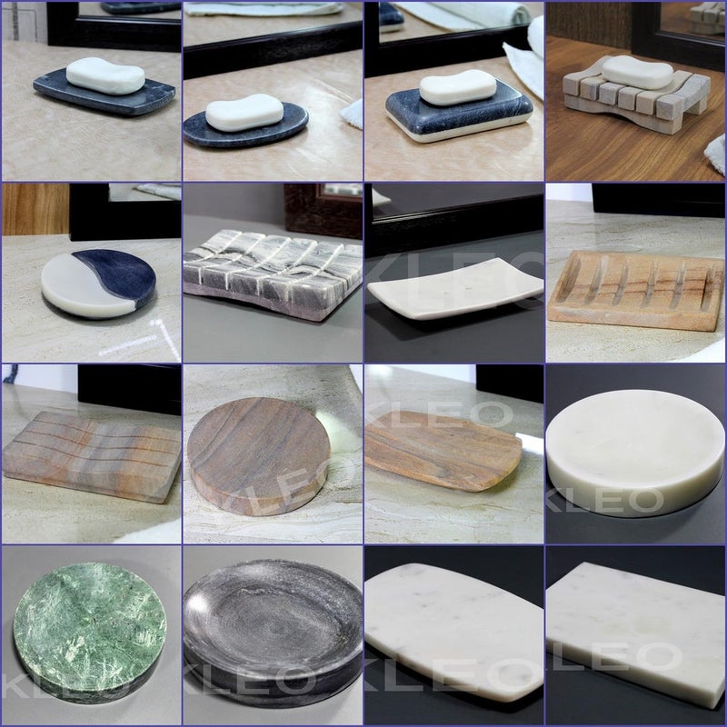 StonKraft KLEO - Marble Stone Soap Dish Bath Accessories for Bath, Tub or Wash Basin in Curvy Rectangular Shape Made Out of Indian White Marble - Image 5