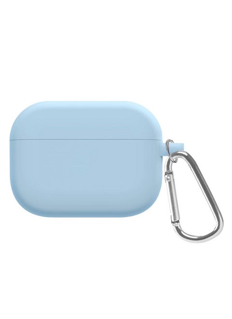 Shockproof Case For Airpod Pro Silicone Protective Case Shockproof Case Ultra Slim Cover with Keychain Carabiner Light Blue