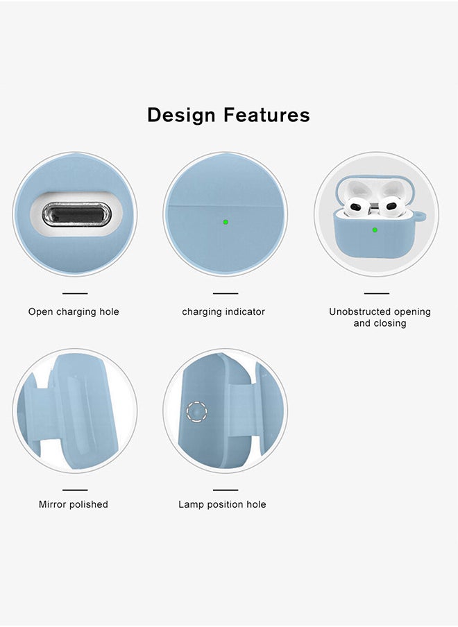 CATANES Shockproof Case For Airpod Pro Silicone Protective Case Shockproof Case Ultra Slim Cover with Keychain Carabiner Light Blue  - Image 2
