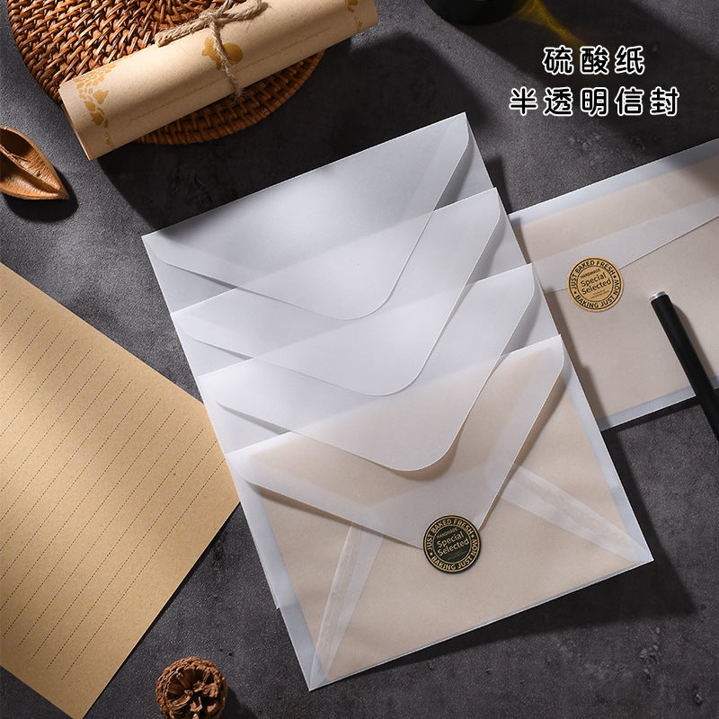 Creative Sulfuric Acid Paper Envelope Printing Bronzing Gift Greeting Card Invitation Card Storage Envelope Making Transparent Envelope Paper Bag - Image 3