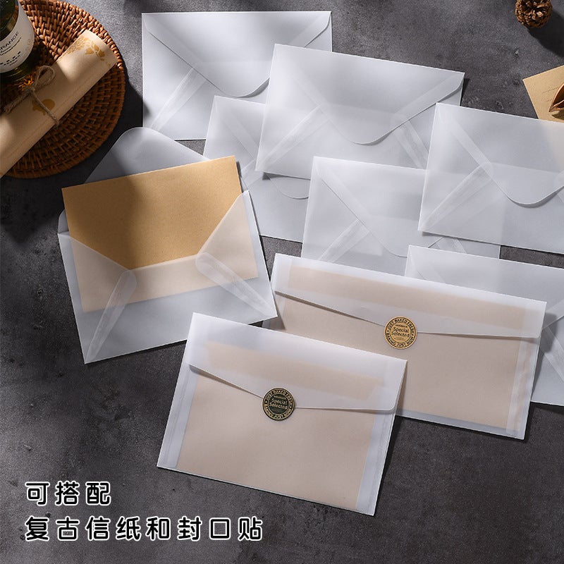 Creative Sulfuric Acid Paper Envelope Printing Bronzing Gift Greeting Card Invitation Card Storage Envelope Making Transparent Envelope Paper Bag - Image 4