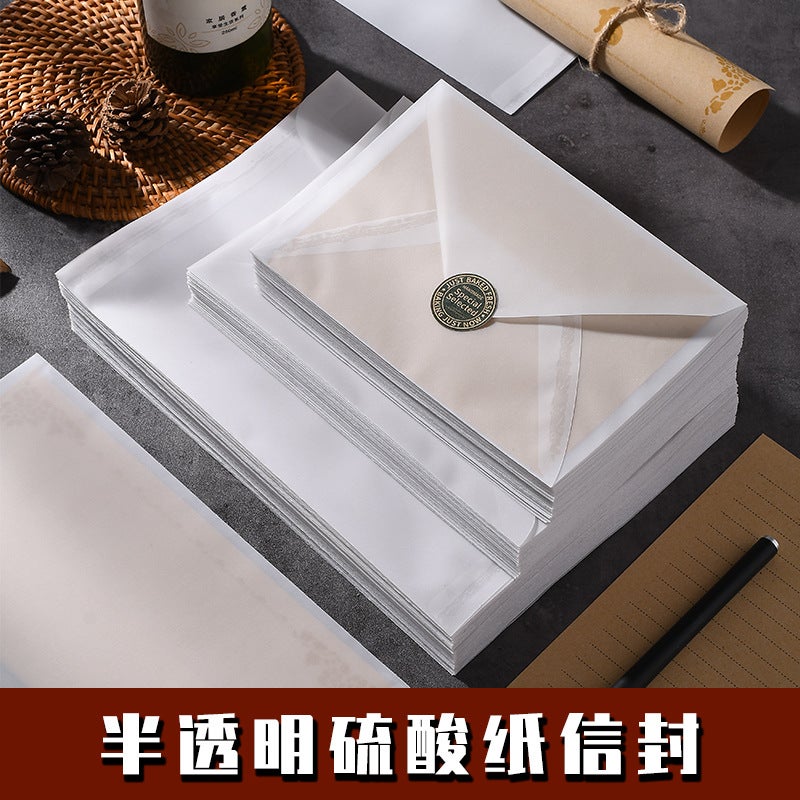 Creative Sulfuric Acid Paper Envelope Printing Bronzing Gift Greeting Card Invitation Card Storage Envelope Making Transparent Envelope Paper Bag - Image 2