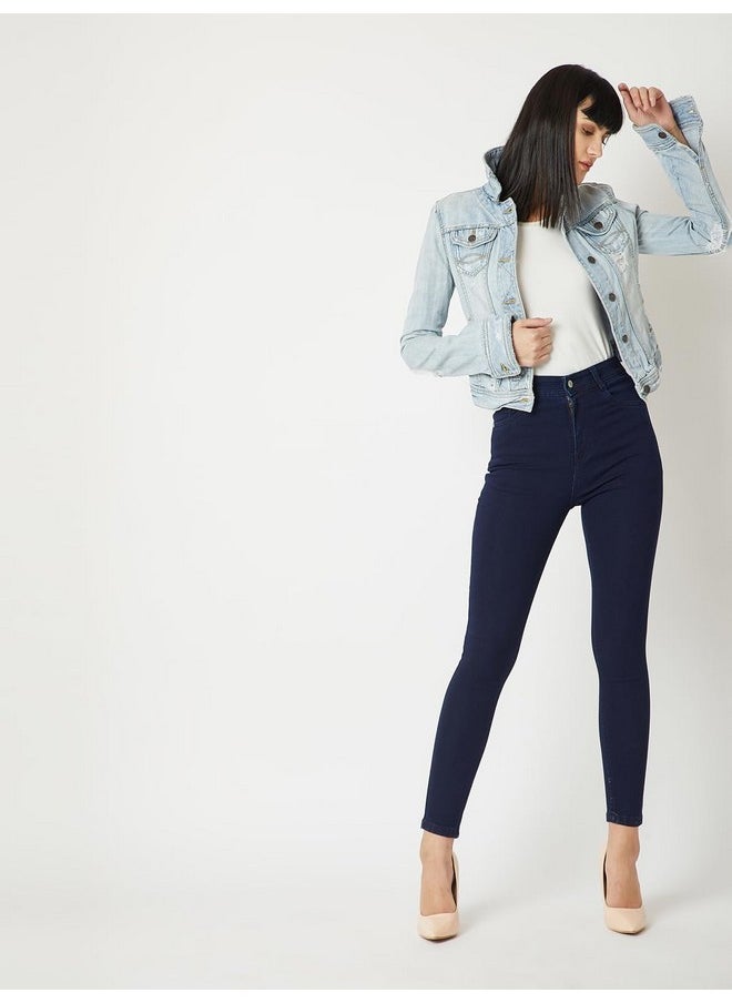 Miss Chase - Miss Chase Women's Skinny Fit High Rise Regular Length Stretchable Denim Jeans (Plus Size)(MCAW18DEN02-76-71-36, Navy Blue, 36) - Image 1