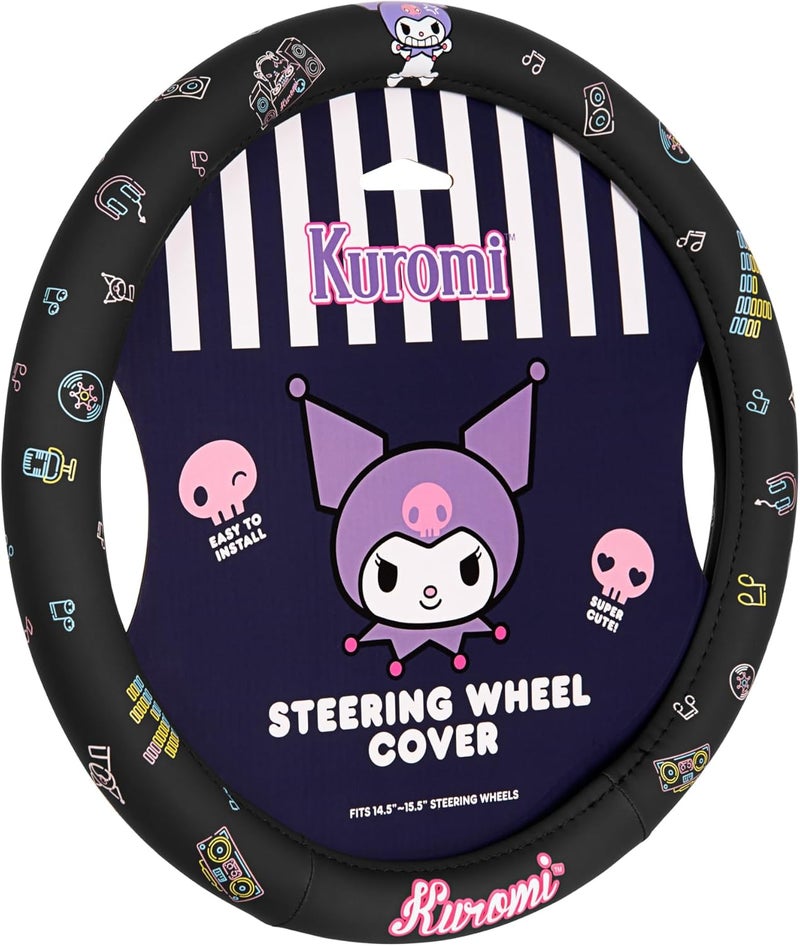 Carbella Kuromi Steering Wheel Cover - Cute Kawaii Black Design for 14.5-15.5 Inch Wheels - Image 1