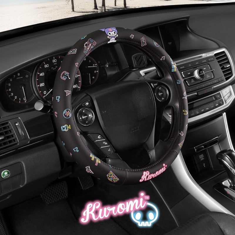 Carbella Kuromi Steering Wheel Cover - Cute Kawaii Black Design for 14.5-15.5 Inch Wheels - Image 2