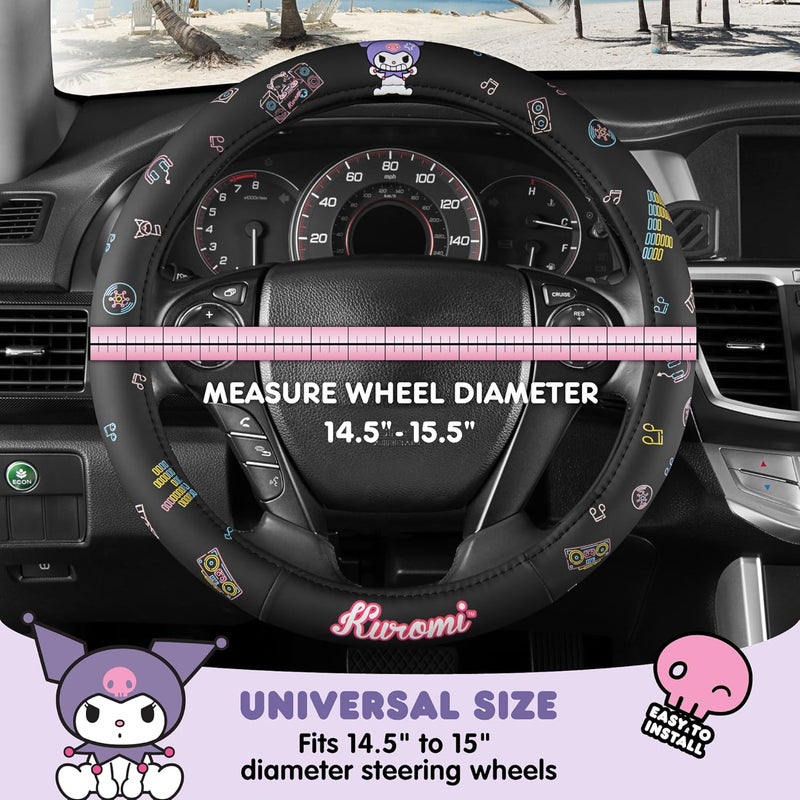Carbella Kuromi Steering Wheel Cover - Cute Kawaii Black Design for 14.5-15.5 Inch Wheels - Image 5