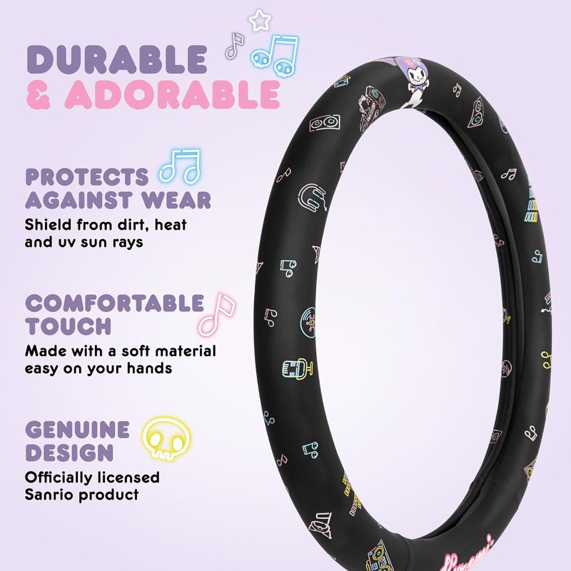 Carbella Kuromi Steering Wheel Cover - Cute Kawaii Black Design for 14.5-15.5 Inch Wheels - Image 3
