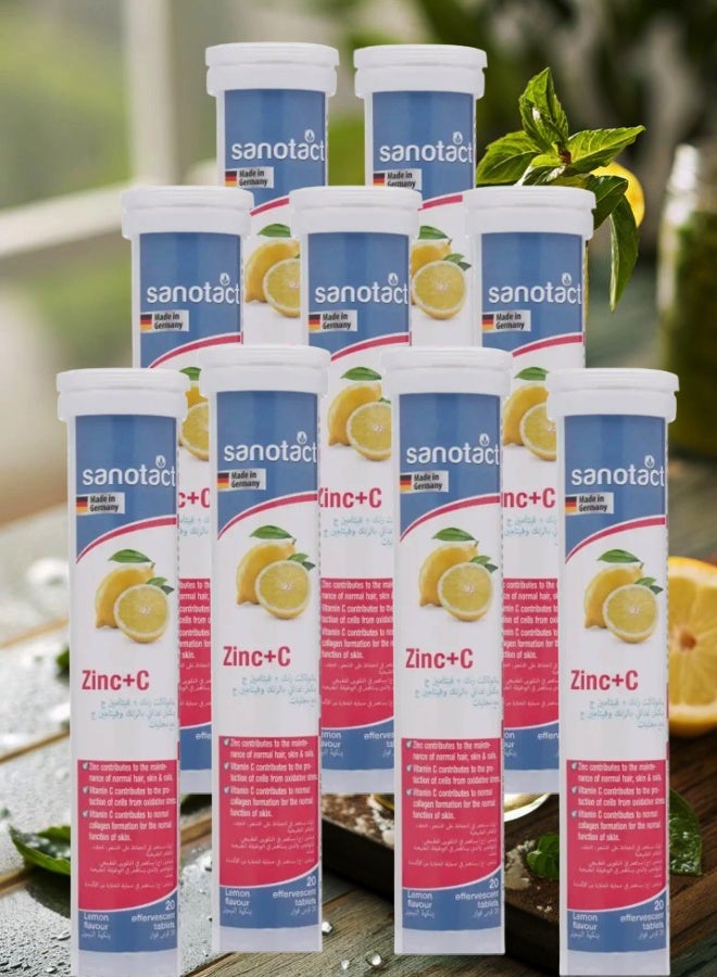 sanotact 9 Pieces Sanotact Zinc and Vitamin C 20 Lemon Effervescent Tablets  - Image 1
