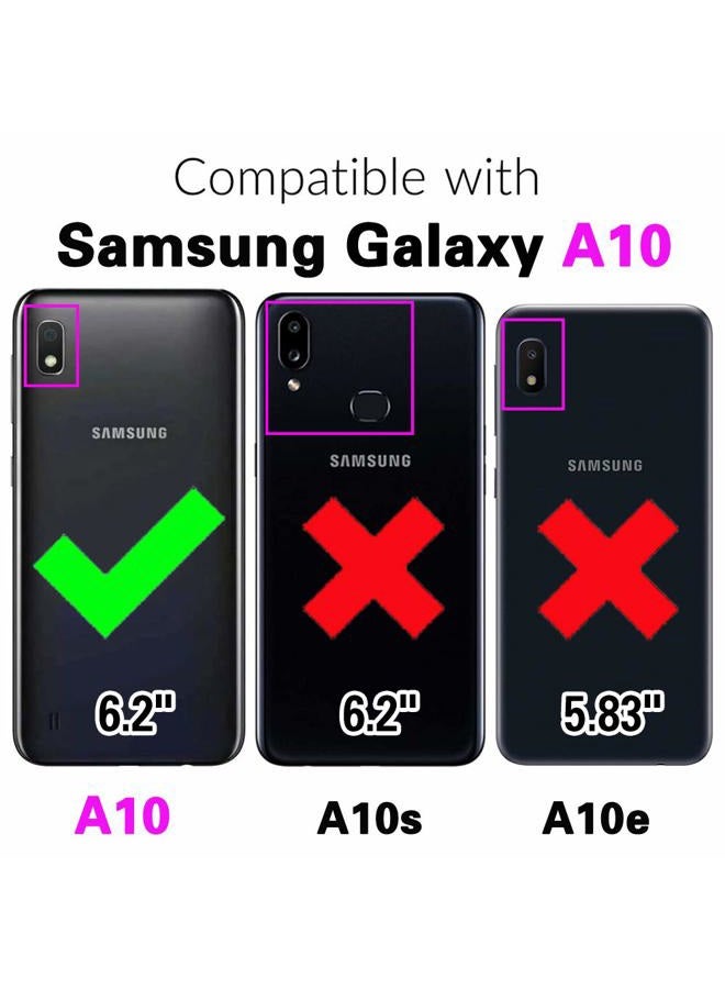 Asuwish Compatible with Samsung Galaxy A10 Wallet Case and Tempered Glass Screen Protector Credit Card Holder Flip Wrist Strap Cell Phone Cover for Glaxay A 10 Gaxaly 10A SM A105M 6.2 Women Men Grey - Image 2