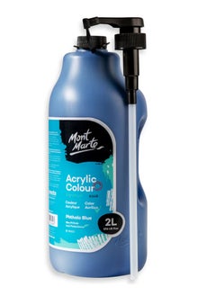 Mont Marte Signature Acrylic Colour 2 Litre Content With Pump Phthalo Blue  - Image 1