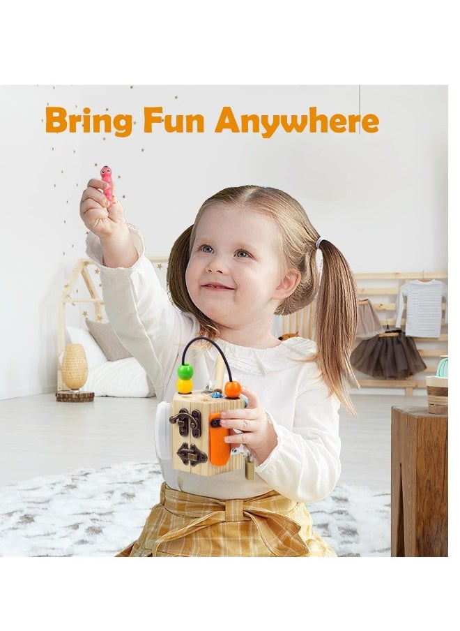8-in-1 Busy Cube Busy Board, Montessori Busy Board Sensory Toys, Develop Fine Motor Skills Toys, Suitable for Toddlers 1 2 3 Years Old 