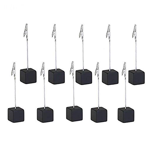 Xiaoyztan Memo Clip, Resin Cube Base Alligator Clip Stands, Place Card Holders for Wedding Table Numbers, Name Cards, Photos, and Party Decorations, 10 Pcs Black - Image 1