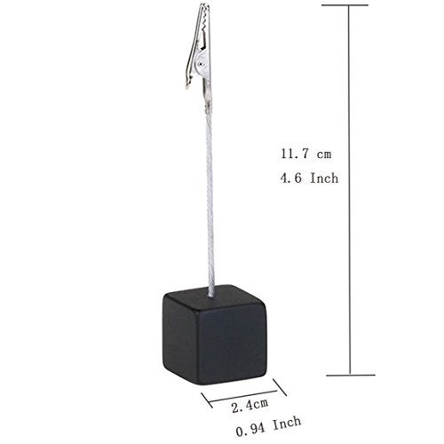 Xiaoyztan Memo Clip, Resin Cube Base Alligator Clip Stands, Place Card Holders for Wedding Table Numbers, Name Cards, Photos, and Party Decorations, 10 Pcs Black - Image 2