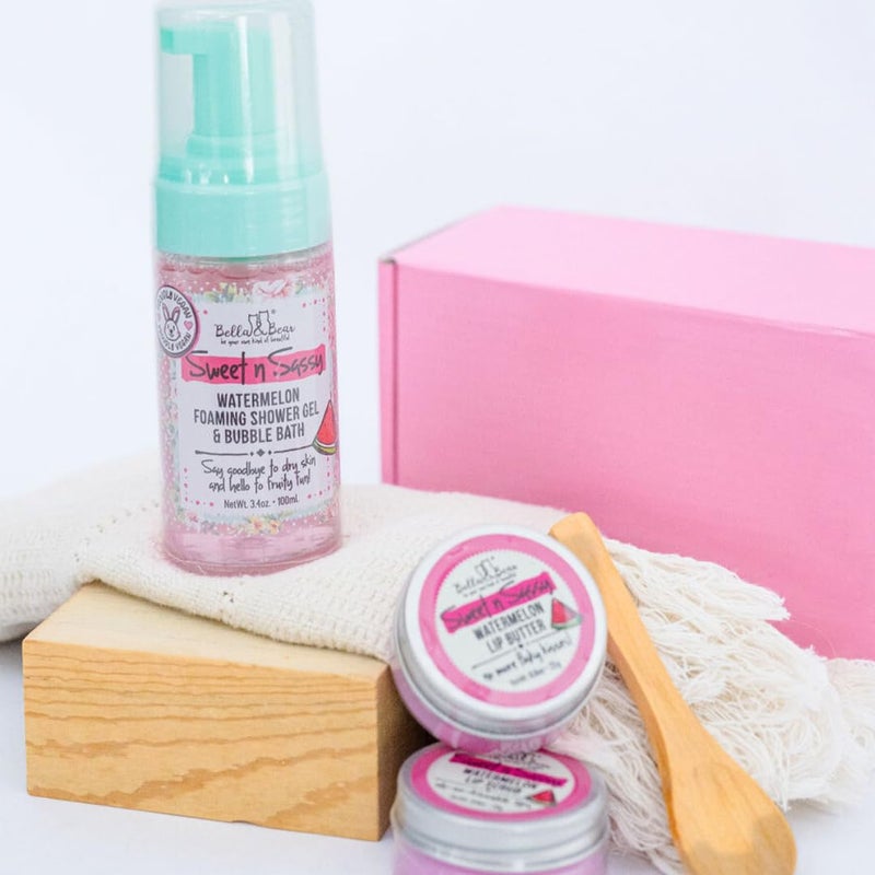 Bella and Bear Bella & Bear Sweet 'n' Sassy Watermelon Foaming Shower Gel & Bubble Bath with Pump, Travel Size - Image 4