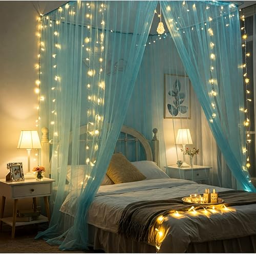 SpecialYou.in Special You Canopy Tent for Decoration Bedroom, Room Decoration Items for Bedroom, Unstitiched Blue Net Cloth for Decoration 5mtr, Aesthetic Room Decor, Backdrop for Decoration, Canopy Bed Curtains - Image 5