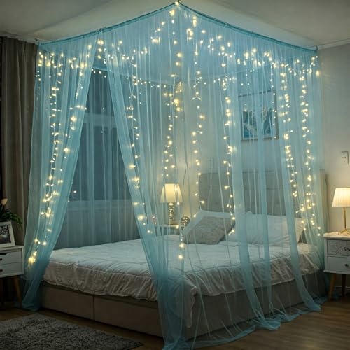 SpecialYou.in Special You Canopy Tent for Decoration Bedroom, Room Decoration Items for Bedroom, Unstitiched Blue Net Cloth for Decoration 5mtr, Aesthetic Room Decor, Backdrop for Decoration, Canopy Bed Curtains - Image 4