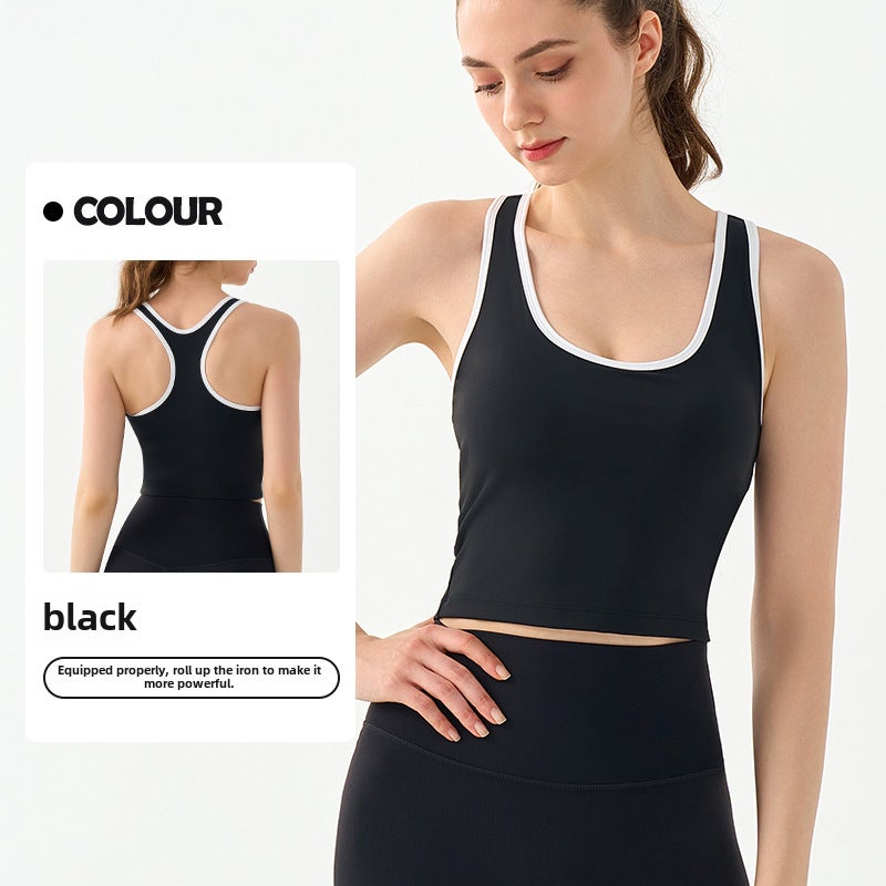 Generic Seamless Yoga Tank Top with Built-in Bra for Women Black 