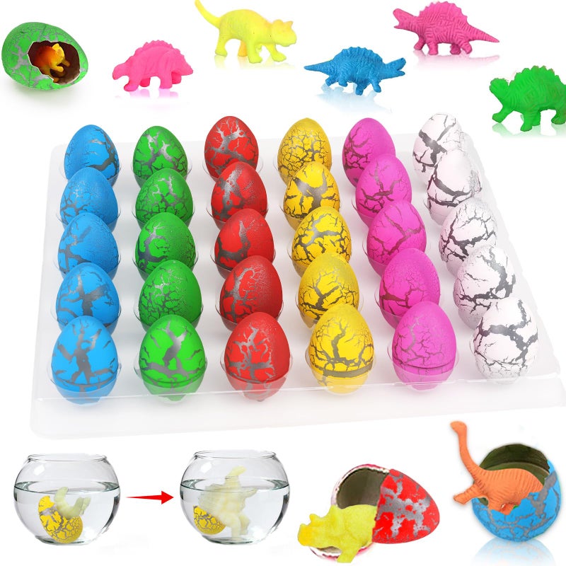 AugToy 30PCS Small Hatching Dinosaur Eggs for Dinosaur Birthday Party Favors Easter Egg Fillers Goodie Bag Stuffers Classroom Carnival Prizes Pinata Novelty Grow in Water Dino Eggs with Toys Inside Bulk - Image 3