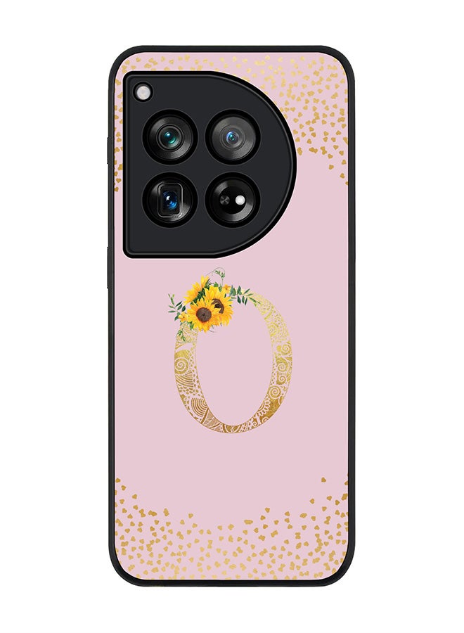 Stylizedd Rugged Black edge case for OnePlus 12R / OnePlus Ace 3 5G, Slim fit Soft Cover - Custom Monogram Initial Letter Floral Pattern Alphabet - O (Pink)  - Image 1
