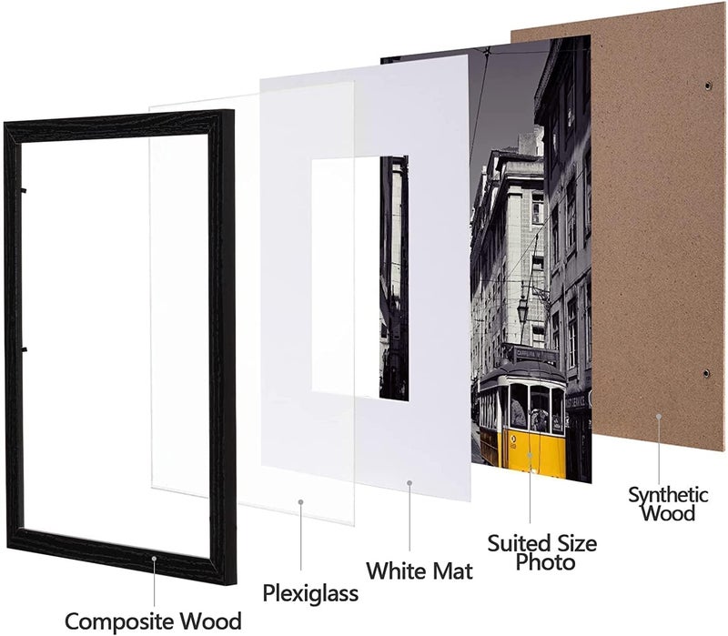 eletecpro 8.5x11 Picture Frames Set of 10  Picture Frame Collage Wall Decor Display 5x7 Photo with Mat or 8.5x11 without Mat  Home Decor Gallery Frame for Table Top or Wall Mounting  Black - Image 2
