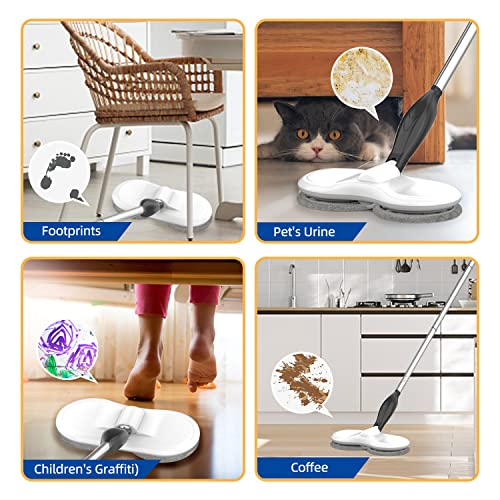 KOJEO Electric Mop for Floor Cleaning, As Seen On TV, Cordless Spin Mopper Motorised Electric Mops for Hardwood Tile Laminate Floor Daily Light Cleaning (No Water Tank) - Image 3