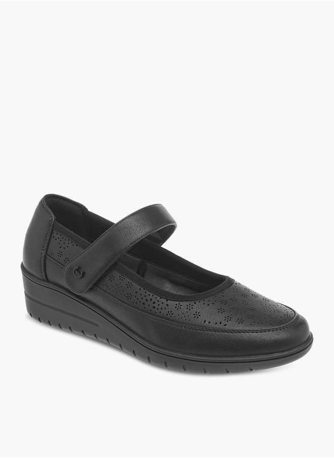 Le Confort Women Laser Cut Ballerina Shoes with Hook and Loop Closure  - Image 2