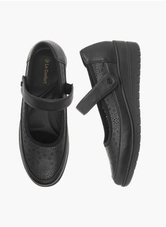 Women Laser Cut Ballerina Shoes with Hook and Loop Closure