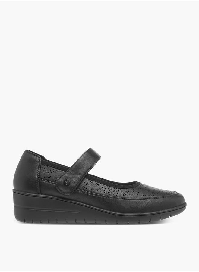 Le Confort Women Laser Cut Ballerina Shoes with Hook and Loop Closure  - Image 3