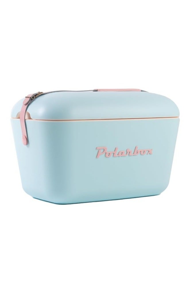 Polarbox Polarbox Cooler Retro Beach Cooler Vintage Picnic Lunch Box Bag Portable Cooler Travel Camping Hiking 90s Style Ice Chest Extra Large Lightweight for Cans Beers & Seltzer Drinks 20L (Sky Blue Rose) - Image 1