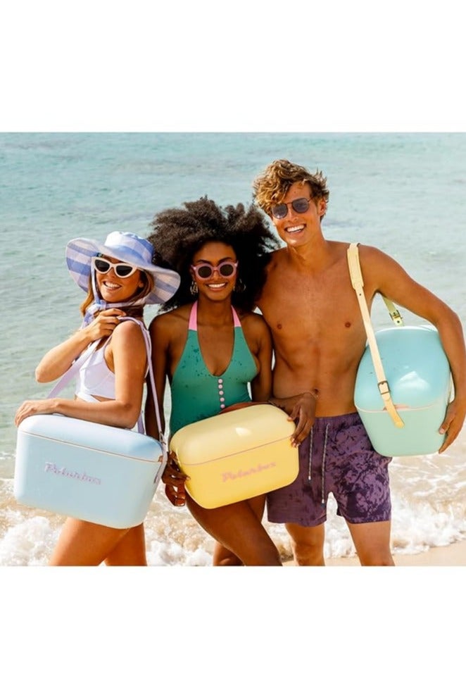Polarbox Polarbox Cooler Retro Beach Cooler Vintage Picnic Lunch Box Bag Portable Cooler Travel Camping Hiking 90s Style Ice Chest Extra Large Lightweight for Cans Beers & Seltzer Drinks 20L (Sky Blue Rose) - Image 3
