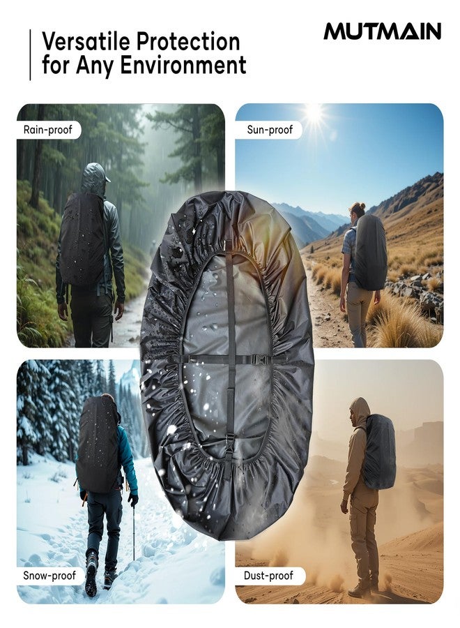 MUTMAIN Waterproof 80L to 100L Rain Cover for Rucksack Backpack Bag, Suitable Bags Cover for Hiking, Camping & Trekking XXL Bag, Two Side Adjustable Buckle and Elastic Protect from Rain (Black) - Image 4
