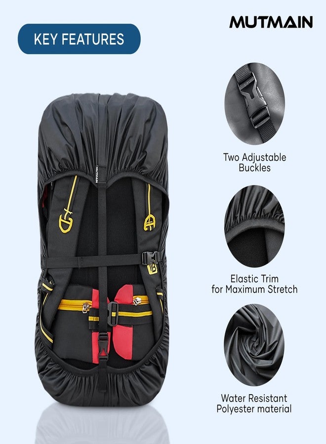 MUTMAIN Waterproof 80L to 100L Rain Cover for Rucksack Backpack Bag, Suitable Bags Cover for Hiking, Camping & Trekking XXL Bag, Two Side Adjustable Buckle and Elastic Protect from Rain (Black) - Image 2