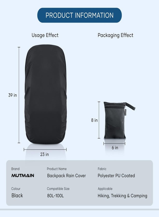 MUTMAIN Waterproof 80L to 100L Rain Cover for Rucksack Backpack Bag, Suitable Bags Cover for Hiking, Camping & Trekking XXL Bag, Two Side Adjustable Buckle and Elastic Protect from Rain (Black) - Image 5