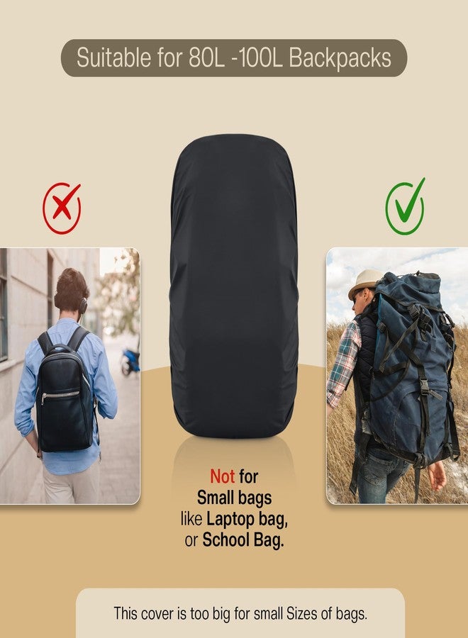 MUTMAIN Waterproof 80L to 100L Rain Cover for Rucksack Backpack Bag, Suitable Bags Cover for Hiking, Camping & Trekking XXL Bag, Two Side Adjustable Buckle and Elastic Protect from Rain (Black) - Image 3