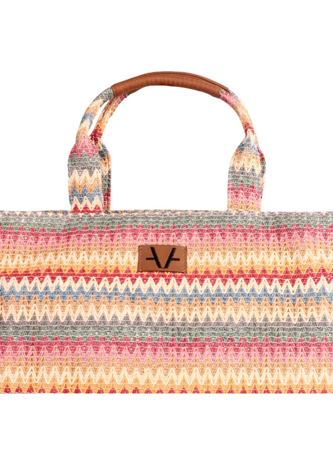 Avake Handwoven Bohemian Spacious Raffia Lightweight Sustainable Multi-Color Women Shoulder Bag - Image 2
