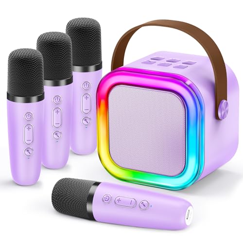 IROO Mini Karaoke Machine for Kids 2026 TOP Toys Birthday Gifts Ideas for Girls Ages 4 5 6 7 8 9 10 12 Years Old Portable MP3 Player with 4 Wireless Mics for Family Home Party - Image 1