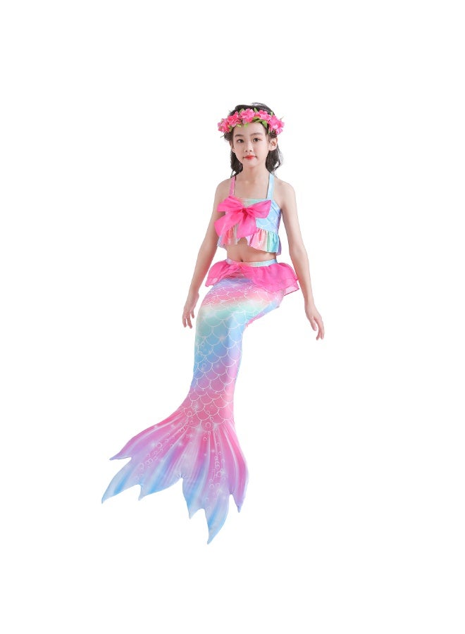 Jorunb Princess Little Mermaid Costume, Princess Dress, Mermaid Tail Fancy Dress Birthday Party Costume for Toddler Little Girls,Mermaid Tail Sets with Head Garland Necklace Earrings  - Image 5