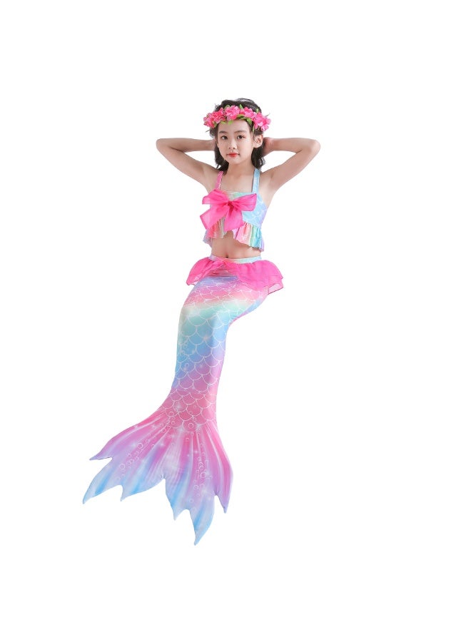 Jorunb Princess Little Mermaid Costume, Princess Dress, Mermaid Tail Fancy Dress Birthday Party Costume for Toddler Little Girls,Mermaid Tail Sets with Head Garland Necklace Earrings  - Image 4