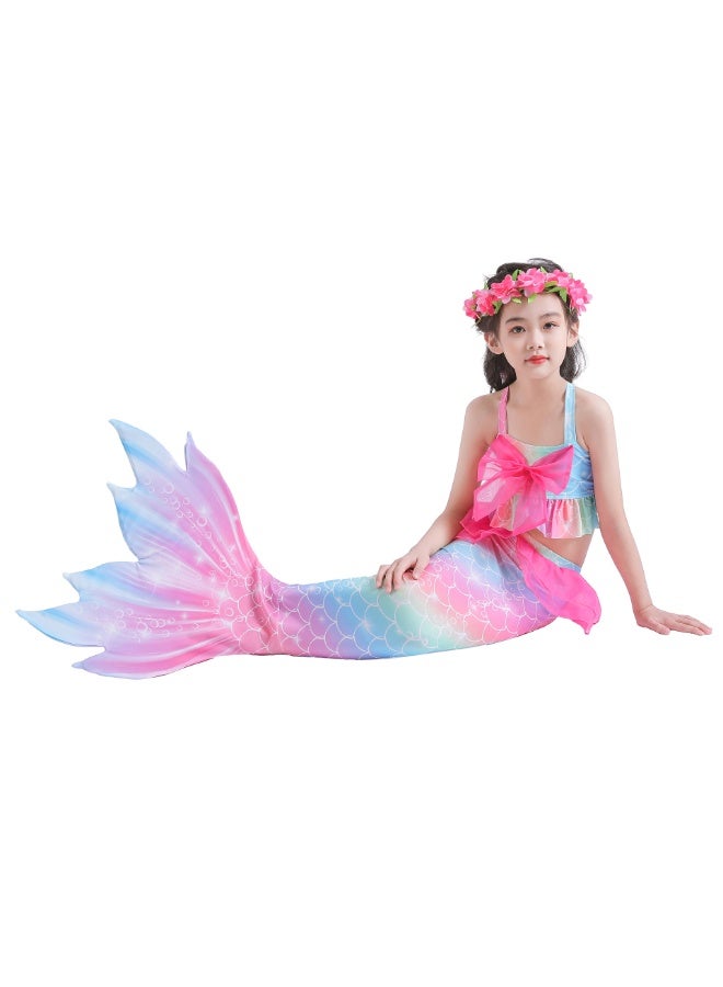 Jorunb Princess Little Mermaid Costume, Princess Dress, Mermaid Tail Fancy Dress Birthday Party Costume for Toddler Little Girls,Mermaid Tail Sets with Head Garland Necklace Earrings  - Image 3