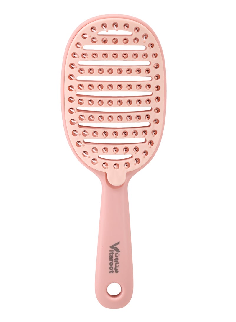 Vitaroot Detangling Hair Brush For Women & Men - Easy To Clean Hair Comb with Anti Breakage Bristles - Flexible Ventilated Scalp Cleaning Body - Detachable Rubber Hair Remover - Suitable For Wet & Dry Hair (Pink) - Image 3