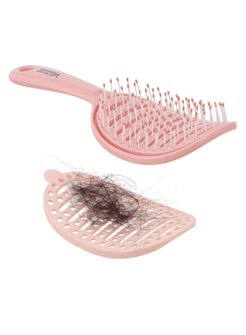 Vitaroot Detangling Hair Brush For Women & Men - Easy To Clean Hair Comb with Anti Breakage Bristles - Flexible Ventilated Scalp Cleaning Body - Detachable Rubber Hair Remover - Suitable For Wet & Dry Hair (Pink) - Image 1