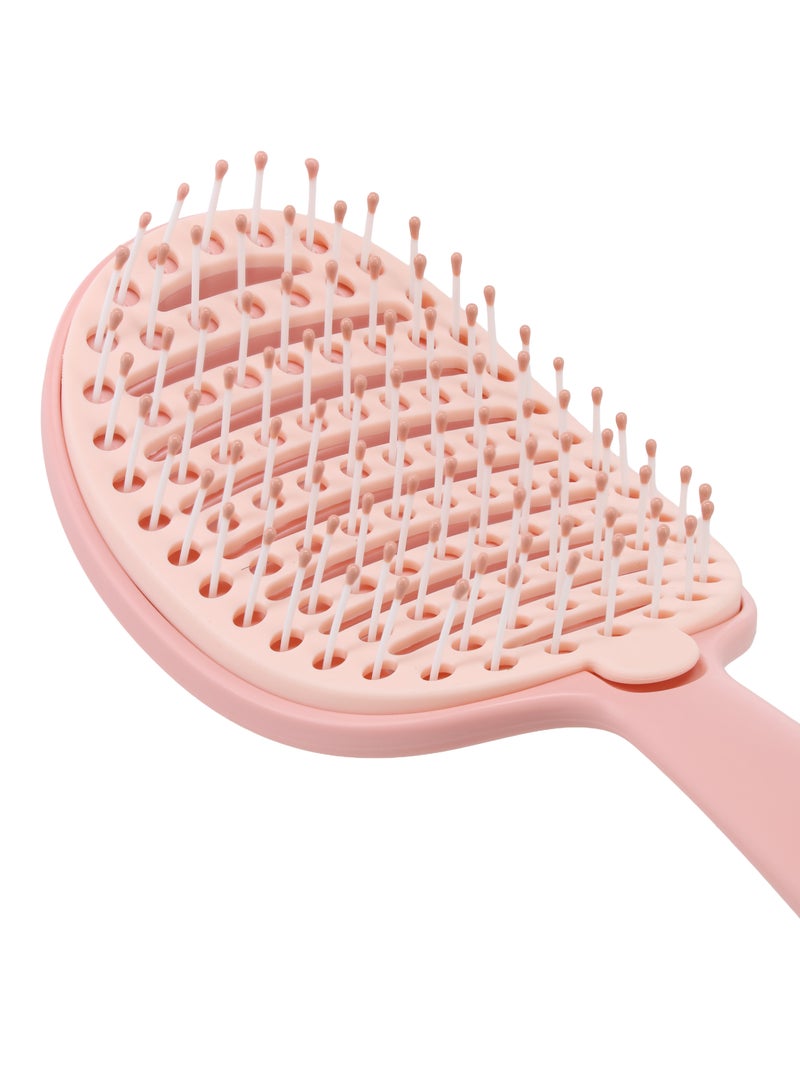 Vitaroot Detangling Hair Brush For Women & Men - Easy To Clean Hair Comb with Anti Breakage Bristles - Flexible Ventilated Scalp Cleaning Body - Detachable Rubber Hair Remover - Suitable For Wet & Dry Hair (Pink) - Image 4