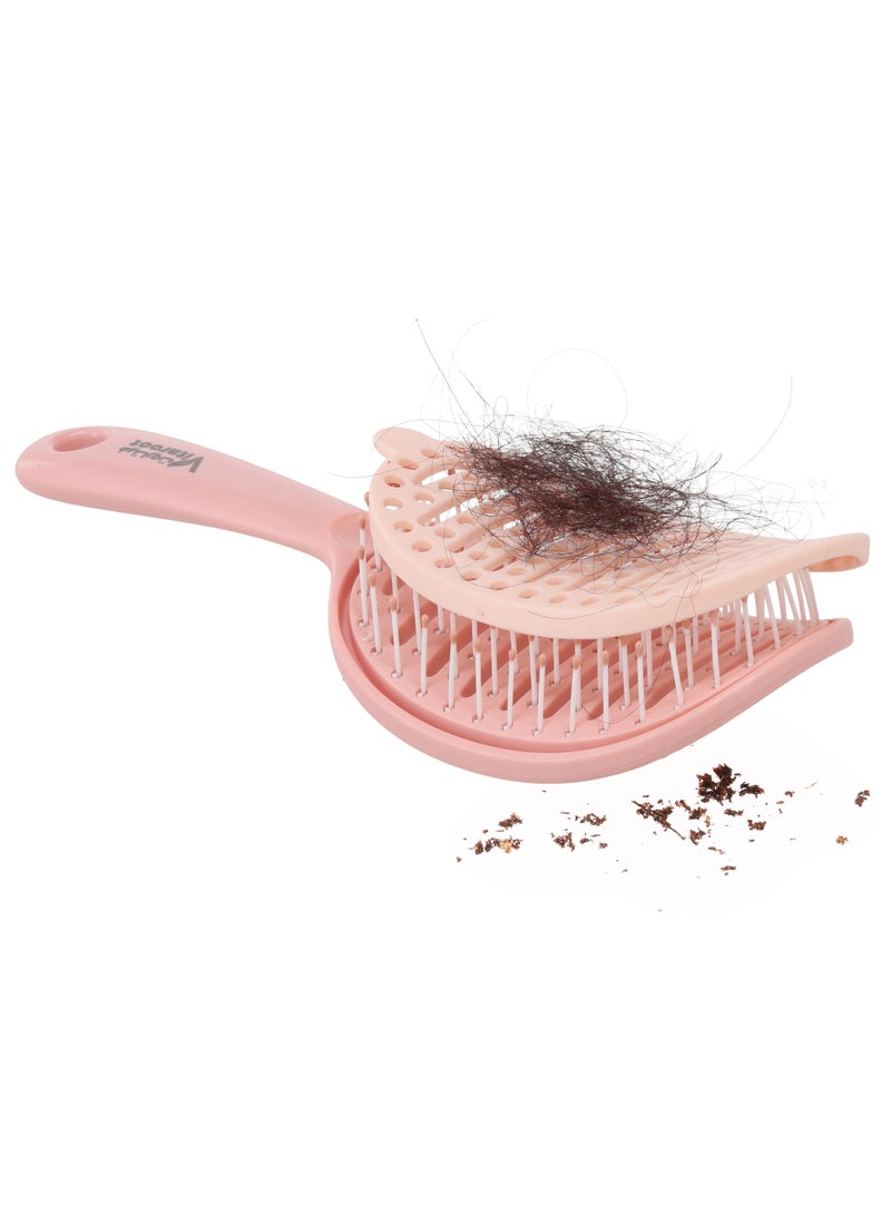 Vitaroot Detangling Hair Brush For Women & Men - Easy To Clean Hair Comb with Anti Breakage Bristles - Flexible Ventilated Scalp Cleaning Body - Detachable Rubber Hair Remover - Suitable For Wet & Dry Hair (Pink) - Image 2