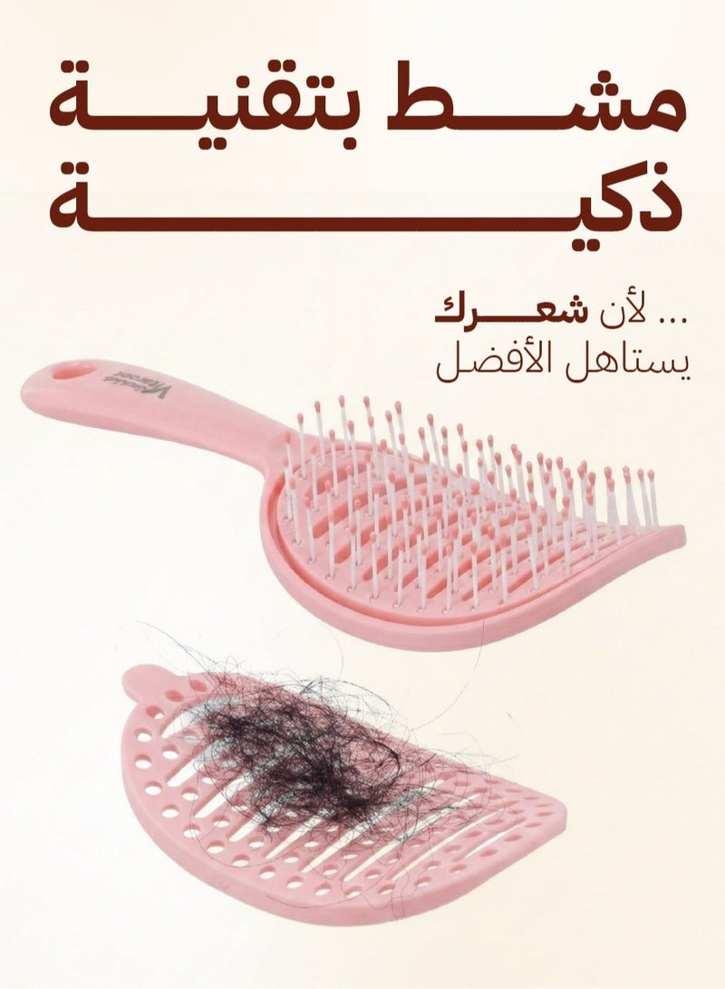 Vitaroot Detangling Hair Brush For Women & Men - Easy To Clean Hair Comb with Anti Breakage Bristles - Flexible Ventilated Scalp Cleaning Body - Detachable Rubber Hair Remover - Suitable For Wet & Dry Hair (Pink) - Image 4