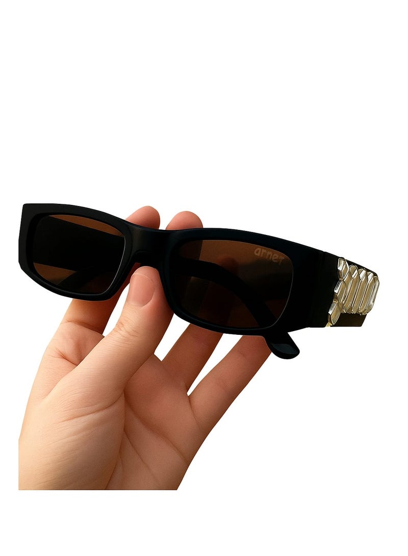Unisex Bold Sunglasses – Wide Black Frame with Dark Brown Lenses – Trendy Street Style - Image 1