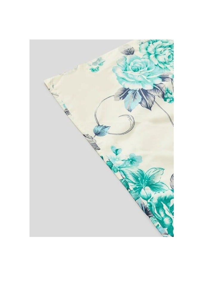 PROMASS 3-Piece Queen Size 180 Thread Count Premium Collection Floral Printed Bedsheet Set Inclides 1xBedsheet, 2xPillow Cases 50x75 cm Cotton White/Blue/Grey 240x254cm - Image 5