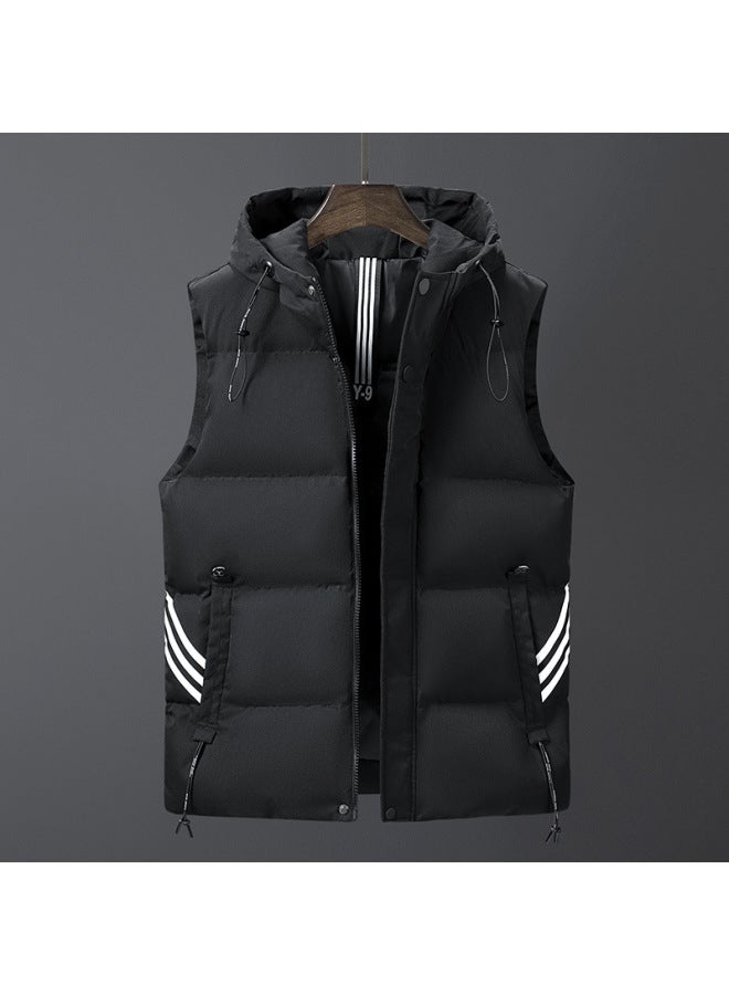 Windproof Men's Sleeveless Hooded Down Cotton Sports Running Vest