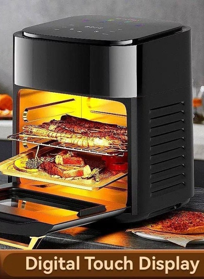 15L الهواء المقلاة ، 1400W الكهربائية الهواء المقلاة ، Rotisserie فرن مع شاشات الكريستال السائل الرقمية تعمل باللمس ، ستة في واحد مسبقا - Image 2