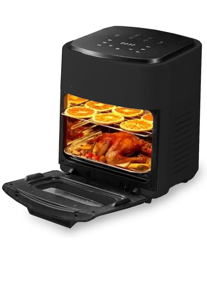 15L الهواء المقلاة ، 1400W الكهربائية الهواء المقلاة ، Rotisserie فرن مع شاشات الكريستال السائل الرقمية تعمل باللمس ، ستة في واحد مسبقا - Image 1